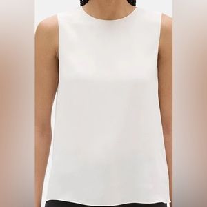 Theory Core Stretch Silk Shell in Ivory (XL)